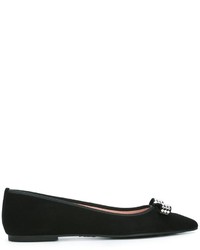 schwarze verzierte Wildleder Ballerinas von Pretty Ballerinas