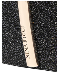 schwarze verzierte Wildleder Clutch von Nina Ricci