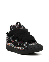 schwarze verzierte Wildleder niedrige Sneakers von Lanvin