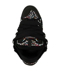 schwarze verzierte Wildleder niedrige Sneakers von Lanvin