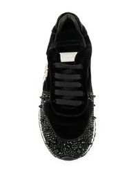 schwarze verzierte Wildleder niedrige Sneakers von Philipp Plein