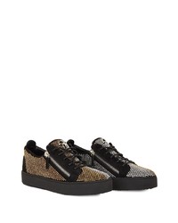 schwarze verzierte Wildleder niedrige Sneakers von Giuseppe Zanotti