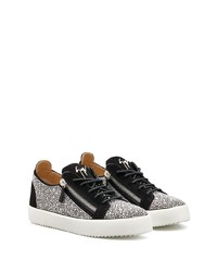 schwarze verzierte Wildleder niedrige Sneakers von Giuseppe Zanotti