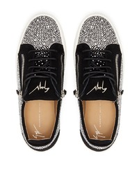 schwarze verzierte Wildleder niedrige Sneakers von Giuseppe Zanotti