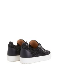 schwarze verzierte Wildleder niedrige Sneakers von Giuseppe Zanotti