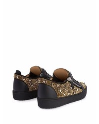 schwarze verzierte Wildleder niedrige Sneakers von Giuseppe Zanotti