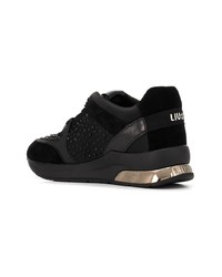 schwarze verzierte Wildleder niedrige Sneakers von Liu Jo