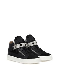 schwarze verzierte Wildleder niedrige Sneakers von Giuseppe Zanotti