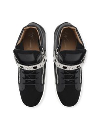 schwarze verzierte Wildleder niedrige Sneakers von Giuseppe Zanotti