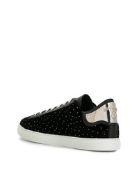 schwarze verzierte Wildleder niedrige Sneakers von DSQUARED2