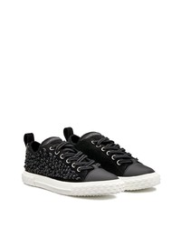 schwarze verzierte Wildleder niedrige Sneakers von Giuseppe Zanotti