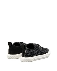 schwarze verzierte Wildleder niedrige Sneakers von Giuseppe Zanotti