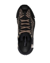 schwarze verzierte Wildleder niedrige Sneakers von Dolce & Gabbana