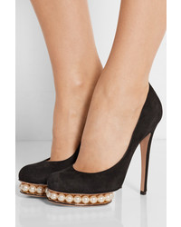 schwarze verzierte Wildleder Pumps von Nicholas Kirkwood