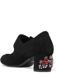 schwarze verzierte Wildleder Pumps von Lanvin