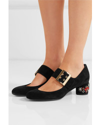 schwarze verzierte Wildleder Pumps von Lanvin