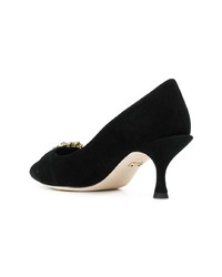 schwarze verzierte Wildleder Pumps von Dolce & Gabbana