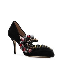 schwarze verzierte Wildleder Pumps von Paula Cademartori