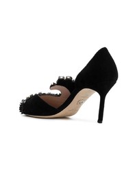 schwarze verzierte Wildleder Pumps von Paula Cademartori