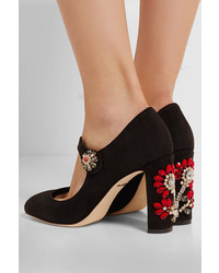 schwarze verzierte Wildleder Pumps von Dolce & Gabbana