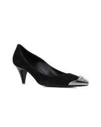 schwarze verzierte Wildleder Pumps von Saint Laurent