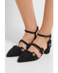 schwarze verzierte Wildleder Pumps von Charlotte Olympia