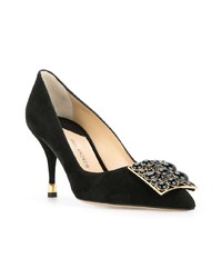 schwarze verzierte Wildleder Pumps von Paul Andrew