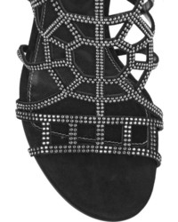 schwarze verzierte Wildleder Sandaletten von Sergio Rossi
