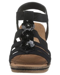 schwarze verzierte Wildleder Sandaletten von Supremo