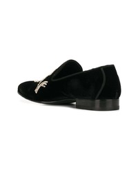 schwarze verzierte Wildleder Slipper von Alexander McQueen