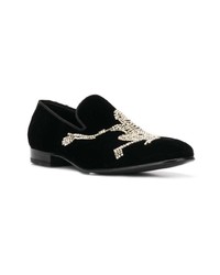 schwarze verzierte Wildleder Slipper von Alexander McQueen