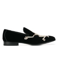 schwarze verzierte Wildleder Slipper von Alexander McQueen