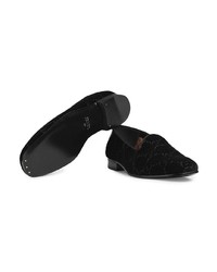 schwarze verzierte Wildleder Slipper von Gucci