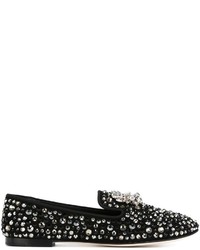 schwarze verzierte Wildleder Slipper von Giuseppe Zanotti Design