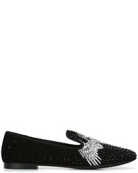 schwarze verzierte Wildleder Slipper von Giuseppe Zanotti Design