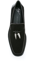 schwarze verzierte Wildleder Slipper von Giuseppe Zanotti Design