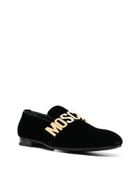 schwarze verzierte Wildleder Slipper von Moschino