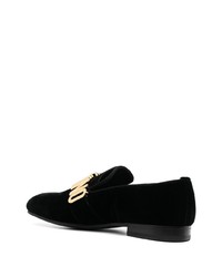 schwarze verzierte Wildleder Slipper von Moschino