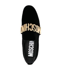 schwarze verzierte Wildleder Slipper von Moschino