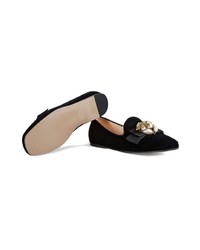 schwarze verzierte Wildleder Slipper von Gucci