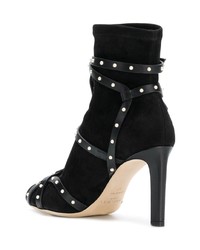 schwarze verzierte Wildleder Stiefeletten von Jimmy Choo