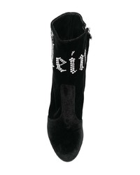 schwarze verzierte Wildleder Stiefeletten von Philipp Plein