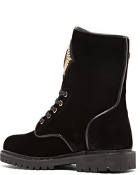 schwarze verzierte Wildleder Stiefeletten von Balmain