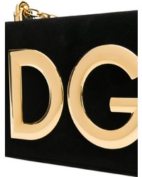 schwarze verzierte Wildleder Umhängetasche von Dolce & Gabbana