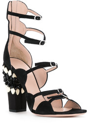 schwarze verzierte Wildledersandalen von Giambattista Valli