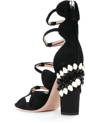 schwarze verzierte Wildledersandalen von Giambattista Valli