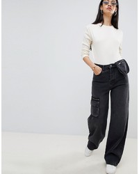 schwarze weite Hose aus Jeans von ASOS DESIGN