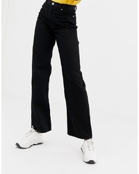 schwarze weite Hose aus Jeans von Monki