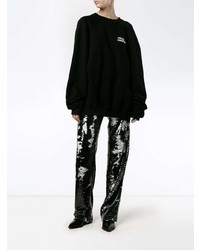 schwarze weite Hose aus Pailletten von MSGM