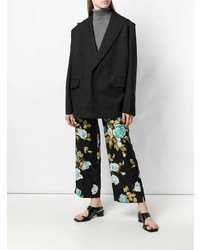 schwarze weite Hose mit Blumenmuster von Junya Watanabe